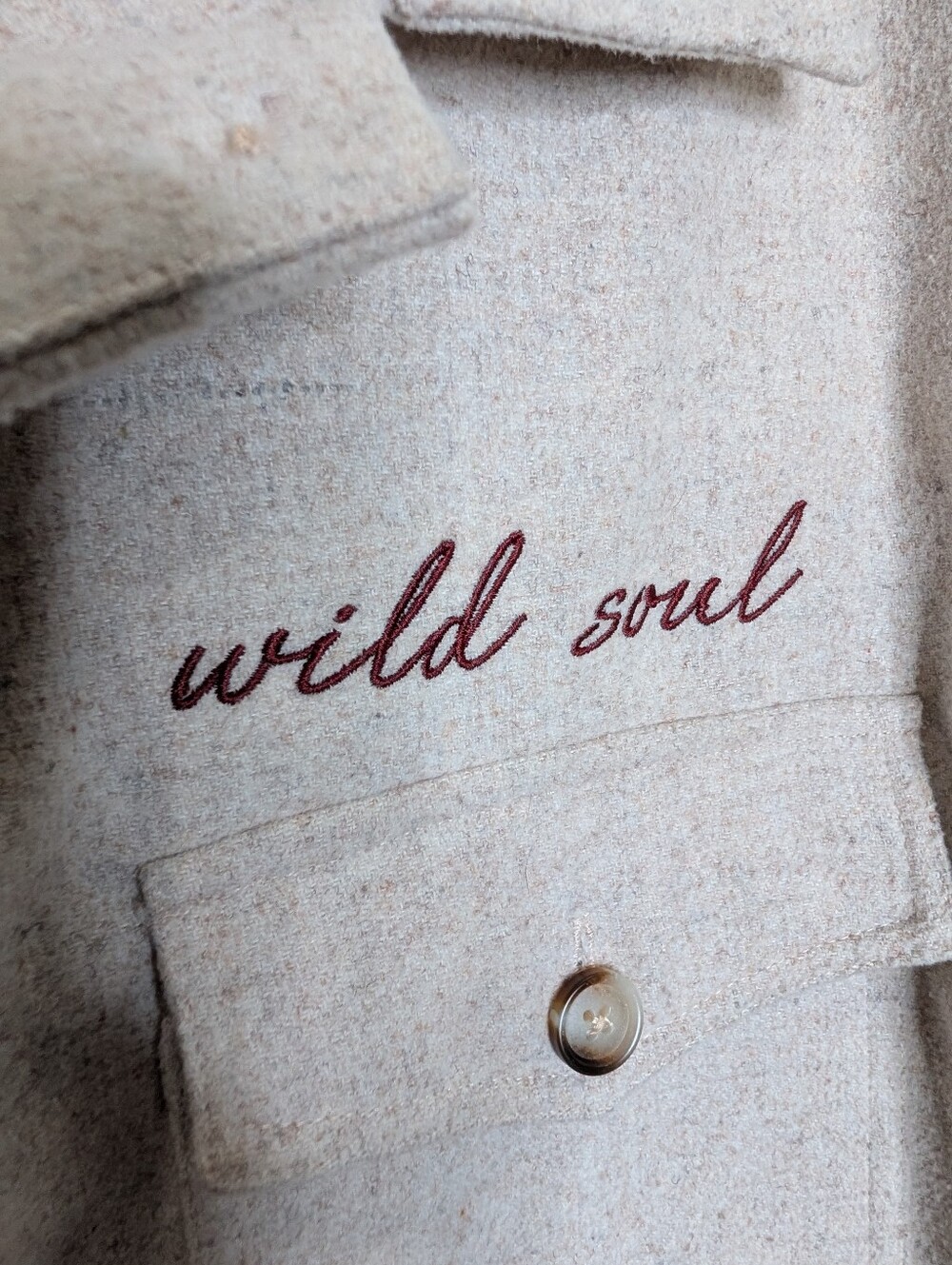 Wondery Wild Soul Wool Blend Shacket Jacket Oatmeal Beige Size L - Picture 4 of 6